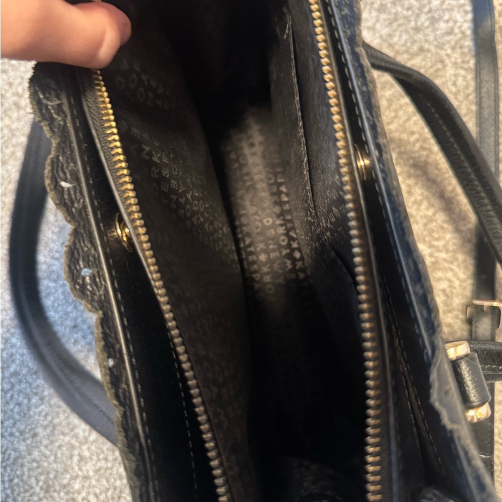kate spade Fordham Court Marielle Black Scalloped-Edge Leather Satchel - Picture 4 of 5
